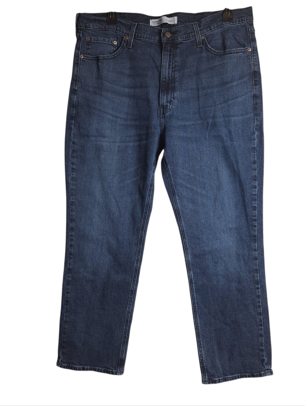 Signature Levi Strauss Jeans Mens 40X28" S67 Athletic Fit Dark Blue Stretch